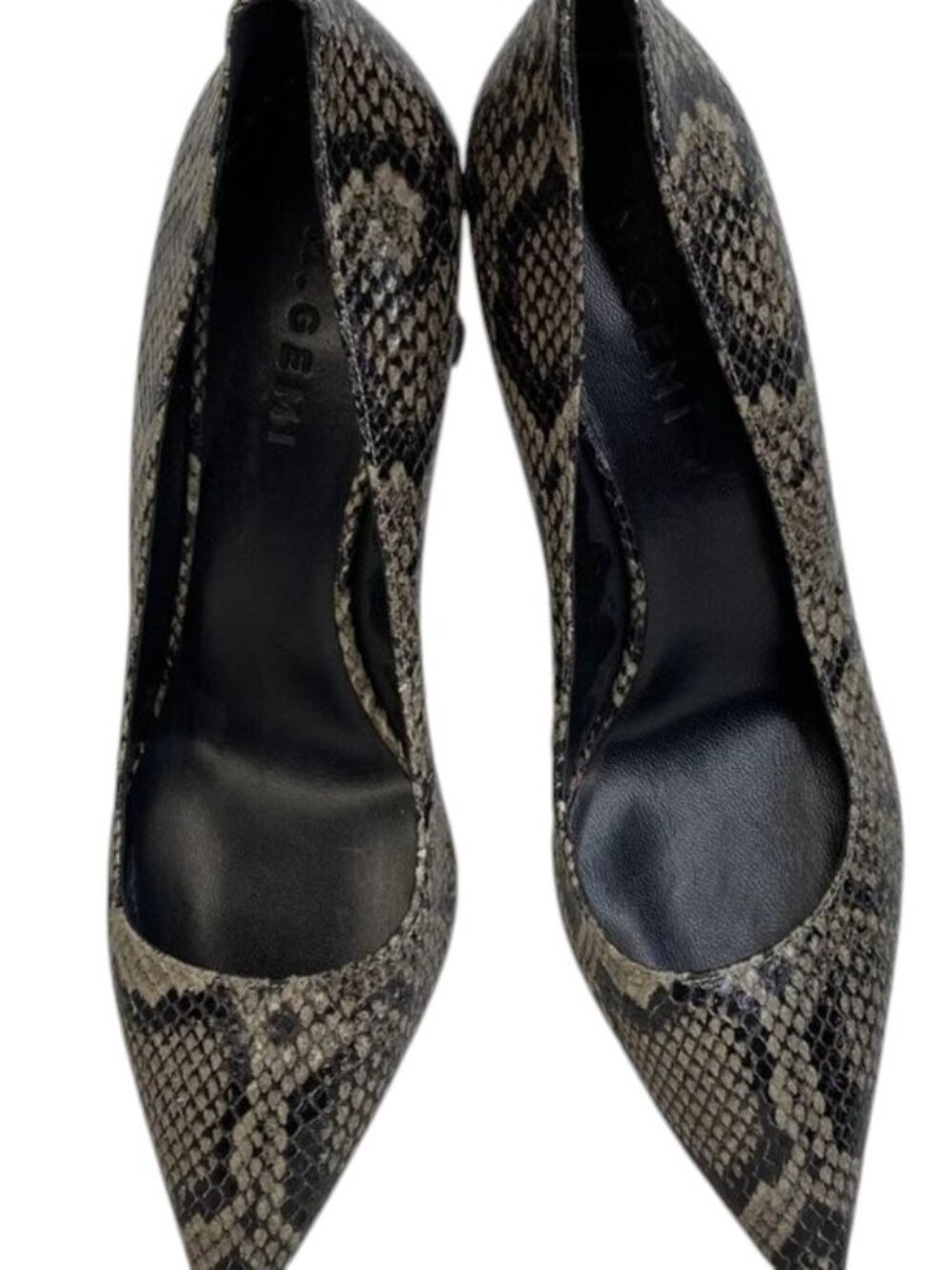 M. GEMI The Cinzia Snakeskin Printed Pumps Women's US9 EU40 70mm Block Heel